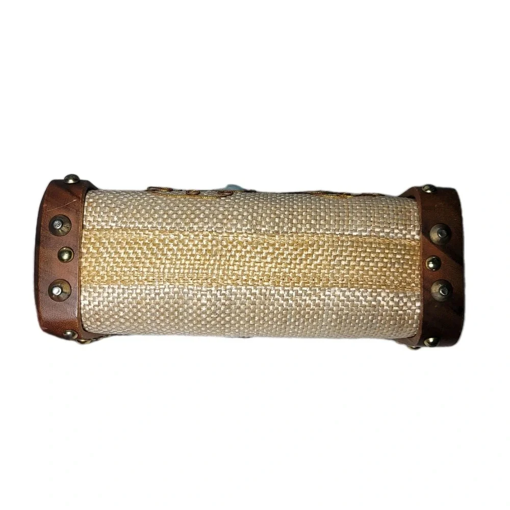 Vintage Mahler Purse Made In Philippines Wood Straw Grapes And Leaf...